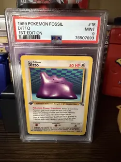 Pokemon TCG Ditto #18/62 Fossil 1st Edition PSA 9 Rare 1999 - Image 1