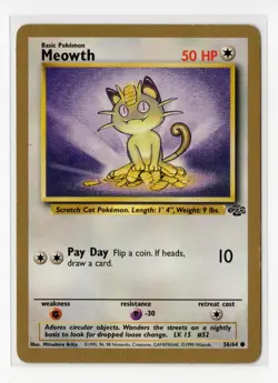 Pokemon Meowth - (Gold Bordered Promo) 56/64 LP WOTC Vintage - Image 1