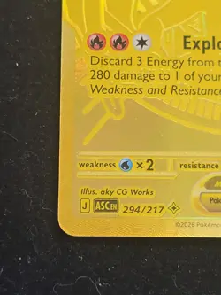 Mega Charizard Y EX 294/217 Gold Hyper Rare, Ascended Heroes, Pokemon TCG (NM) - Image 5