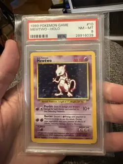 Mewtwo Holo Rare 10/102 1999 Base Set Pokemon English WOTC PSA 8 NM - Image 1