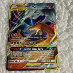 Pokemon Reshiram & Charizard GX TAG TEAM Ultra Rare Holo 270 HP SM-Unbroken Bon… - Image 2