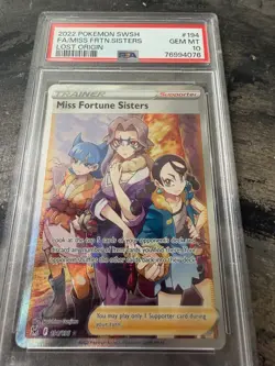 2022 Pokemon SWSH Lost Origin Full Art Miss Fortune Sisters #194 PSA 10 - Image 1