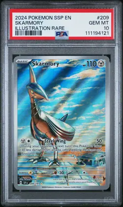 2024 POKEMON SSP EN-SURGING SPARKS ILLUSTRATION RARE #209 SKARMORY PSA 10 - Image 1