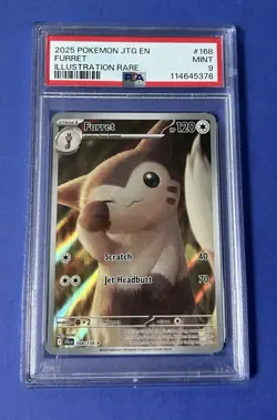 2025 Pokemon JTG EN Furret Illustration Rare #168 PSA 9 MINT - Image 1