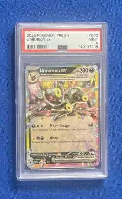 2025 Pokemon Prismatic Evolutions PRE En Umbreon Ex Surprise #060 Eclusive PSA 9 - Image 1