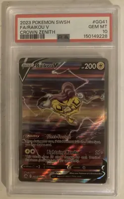 2023 Pokemon SWSH Raikou V Crown Zenith Full Art PSA 10 Gem Mint - Image 1