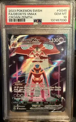 2023 POKEMON SWORD & SHIELD CROWN ZENITH #GG45 FULL ART/DEOXYS VMAX PSA 10 - Image 1