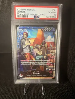 2025 ONE PIECE PROMOS PSA MAGAZINE EXCLUSIVE #001 SHANKS PSA 10 - Image 1