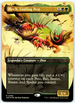 Blech, Loafing Pest (Borderless Foil) #298 - Rare - Secrets of Strixhaven - SOS - Image 1