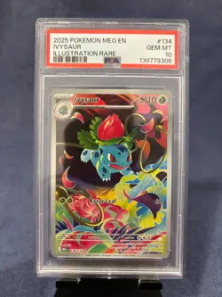 2025 Pokemon Mega Evolution Base Set MEG #134 Ivysaur Illustration Rare PSA 10 - Image 1