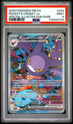 PSA 9 TEAM ROCKET'S CROBAT EX 234/182 SIR DESTINED RIVALS POKEMON 🌑 - Image 1