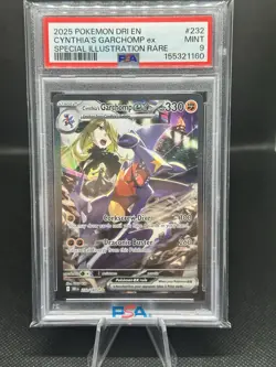 Pokemon TCG Destined Rivals Cynthia's Garchomp EX English SIR 232/182 PSA 9 Mint - Image 1