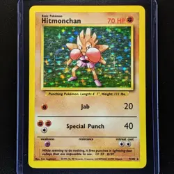 Hitmonchan 7/102 Base Set Unlimited Holo Rare Pokemon 1999 - HP/DMG - Image 1