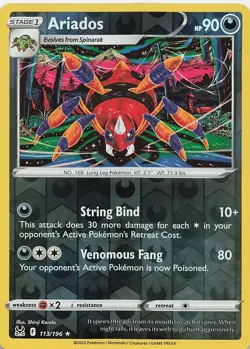 Ariados 113/196 Lost Origin Pokemon Reverse Holo Lightly Played - Image 1