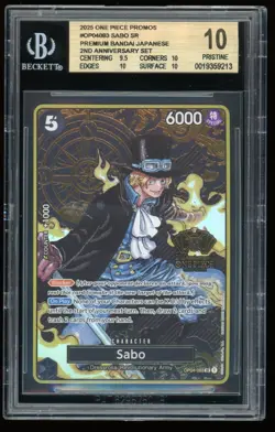 2025 ONE PIECE PREMIUM JAPANESE 2ND ANNIVERSARY SET ENG #OP04-083 SABO BGS 10 - Image 1