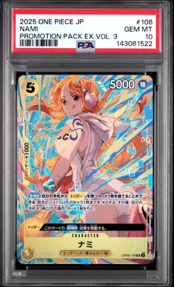 2025 ONE PIECE JAPANESE PROMOTION PACK EX VOL.3 #106 NAMI PSA 10 - Image 1