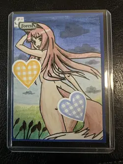 Magic MTG Altered Forest / Land Card | Original Hand Drawn & Color Anime Girl - Image 1