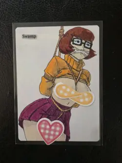 Magic MTG Altered Swamp / Land Card | Original Hand Painted & Color Anime Girl - Image 1