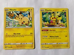 Pikachu 049/195 Swsh12: Silver Tempest Regular and Pikachu 052/196 Two Cards - Image 1