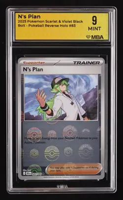 2025 Pokemon Scarlet & Violet Black Bolt N's Plan #83 MBA 9 - Image 1