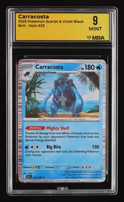 2025 Pokemon Scarlet & Violet Black Bolt Carracosta #23 MBA 9 - Image 1