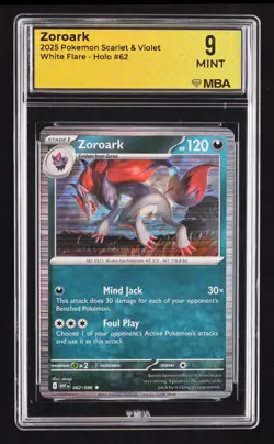 2025 Pokemon Scarlet & Violet White Flare Zoroark #62 MBA 9 - Image 1