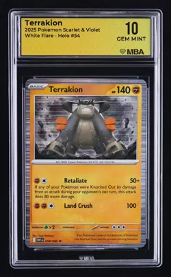 2025 Pokemon Scarlet & Violet White Flare Terrakion #54 MBA 10 - Image 1