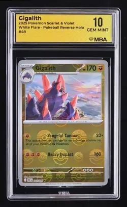 2025 Pokemon Scarlet & Violet White Flare Gigalith #48 MBA 10 - Image 1