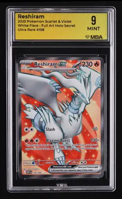 2025 Pokemon Scarlet & Violet White Flare Reshiram #158 MBA 9 - Image 1