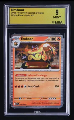 2025 Pokemon Scarlet & Violet White Flare Emboar #13 MBA 9 - Image 1
