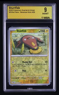 2025 Pokemon Scarlet & Violet White Flare Stunfisk #35 MBA 9 - Image 1