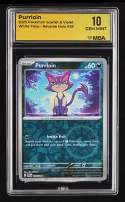 2025 Pokemon Scarlet & Violet White Flare Purrloin #55 MBA 10 - Image 1