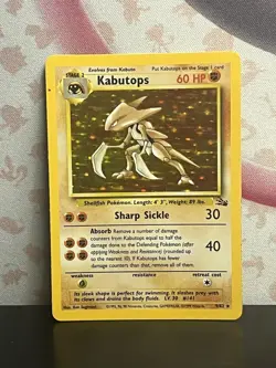 Pokemon TCG Kabutops 9/62 Fossil Set Holo Vintage Rare Card WOTC 1999 MP - Image 1