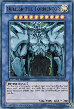 Yugioh Obelisk the Tormentor YGLD-ENG02 Ultra Rare VLP Card - Image 1