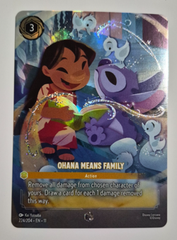 Disney Lorcana Winterspell Enchanted Ohana Means Family Lilo and Stitch Rare - Image 3