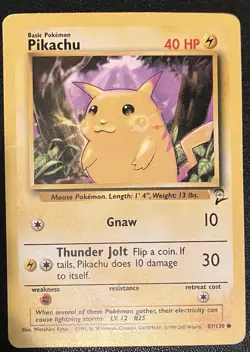 Pokemon TCG Card Pikachu 87/130 WOTC Base Set 2 2000 Non-holo Rare Yellow MP - Image 1