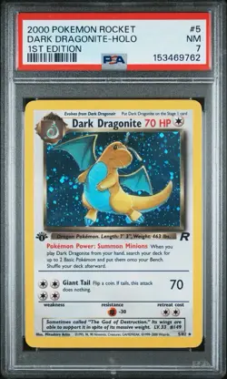 Pokemon TCG 2000 Team Rocket Dark Dragonite Holo 1st Ed PSA 7 #5/82 - Image 3