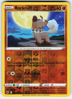 Rockruff 073/159 Common Crown Zenith Pokemon Reverse Holo Near Mint - Image 1