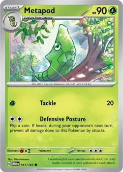 Metapod Reverse Holofoil Pokemon 151 011/165 - NM - Image 1