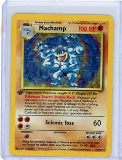 Pokemon TCG Machamp 8/102 Holo Rare 1st Edition Base Set LP - Image 1