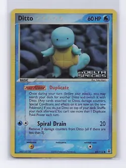 Ditto Squirtle 64/113 Delta Species Pokemon Reverse Holo Heavily Played - Image 1