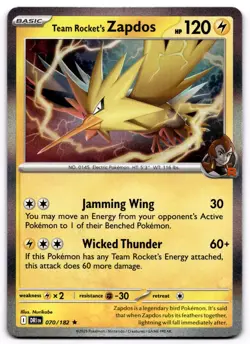 Team Rocket's Zapdos 070/182 Destined Rivals Rare Holo Near Mint - Image 1