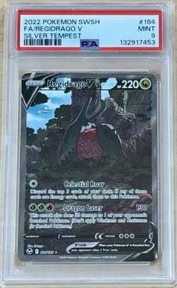 2022 Pokemon SWSH Silver Tempest Regidrago V #184/195 PSA 9 Mint - Image 1