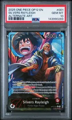 2025 One Piece Op12-001 Legacy Master Silvers Rayleigh Alternate Art PSA 10 #001 - Image 1