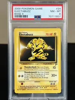 PSA 8 2000 Pokemon GAME BASE SET 2 II ELECTABUZZ #24 NM-MINT - Image 1