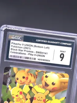 CGC 9 Pokemon Pikachu Pika V-UNION Black Star Promo SWSH141 Bottom Left 2021 - Image 3