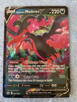 Pokemon Card Galarian Moltres V 097/198 Chilling Reign Near Mint - Image 1