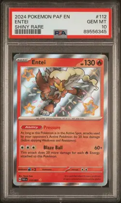 PSA 10 - 2024 Pokemon, PAF EN, Entei, Shiny Rare - Image 1