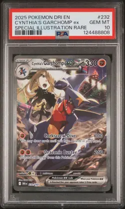2025 POKEMON DRI DESTINED RIVALS ILLUSTRATION RARE CYNTHIA'S GARCHOMP EX PSA 10 - Image 1