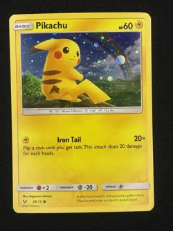 Pokemon TCG Pikachu SWIRL 28/73 Shining Legends Costco Exclusive Cosmos Holo NM - Image 1